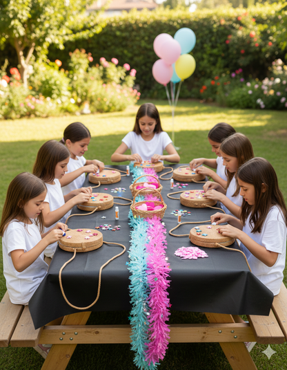 ערכות יצירה ליום הולדת: 🧳תיקי קש אופנת מיני קוריאני (חבילה ל-🔟 בנות)