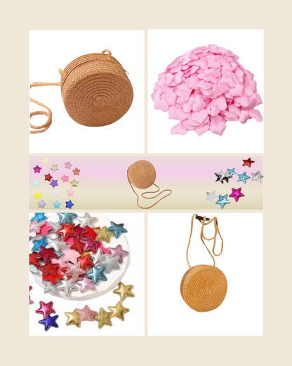 ערכות יצירה ליום הולדת | עיצוב תיקי קש(s) ל-10 משתתפים